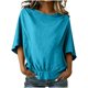 thumbnail image 1 of Camisas de Manga Larga para las Mujeres Suelto Ajuste Plisado Lino Cuello en V Cuarto Superior Manga de Moda de Color Sólido Blusa, 1 of 9