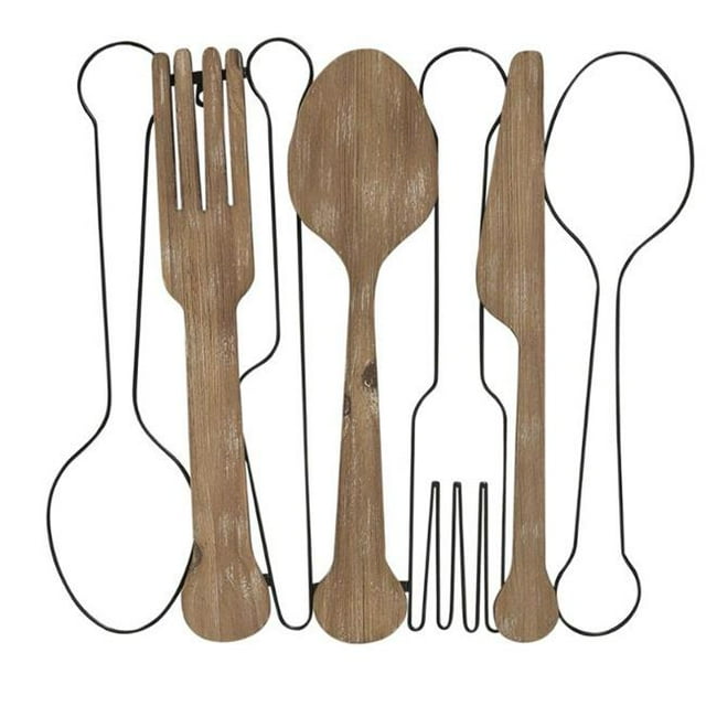 Ustensiles de Cuisine Mur Decor avec Contours en Métal