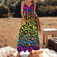 thumbnail image 3 of Rainbow Leopard Print Sleeveless Suspender Dress Summer Fashion Casual Long Dress, 3 of 9