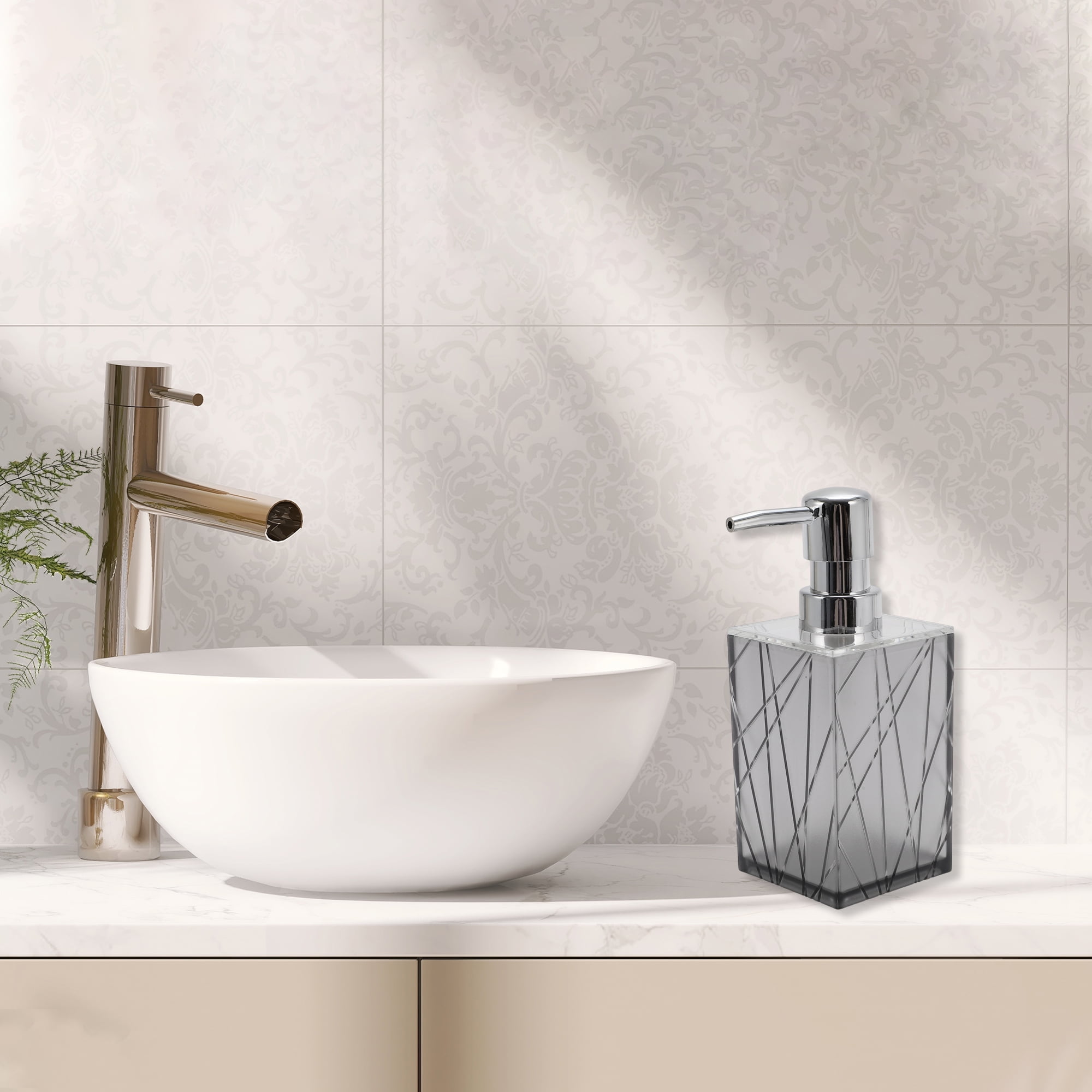 Unique Bargains 1 Set  Classic Soap Pump Dispenser Set for Bathroom for Laundry Rooms Gray
