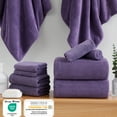 thumbnail image 6 of Jessy Home 8 Piece Home Collection Ultra Soft Cozy Towels 600 GSM Dark Purple Plush Towel Set, 6 of 8