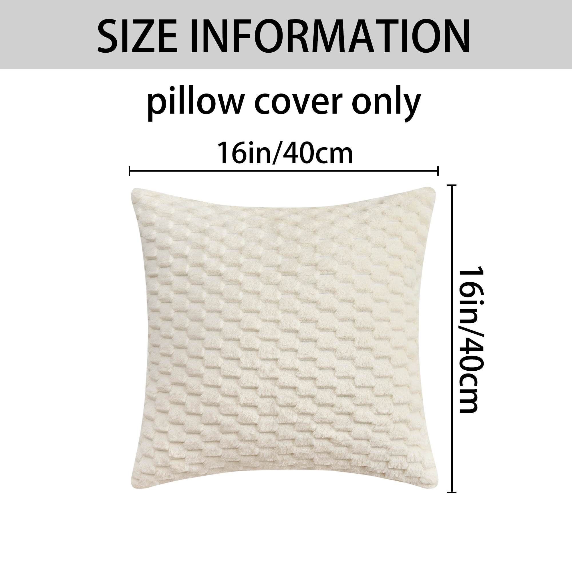 Unique Bargains Pack of 2 Soft Fuzzy Plush Cushion Cover White 16" x 16"