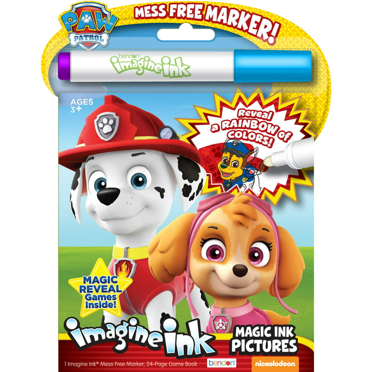 12 Mess Free Imagine Ink Coloring Book Set for Kids - Bulk Bundle with 12 No Mess Coloring Books, Barn Bots Stickers and Door Hanger (Paw Patrol