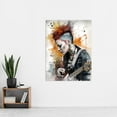 thumbnail image 2 of Edgy Young Punk Woman with Mohawk and Electric Guitar Modern Watercolour Painting Extra Large XL Wall Art Poster Print, 2 of 3