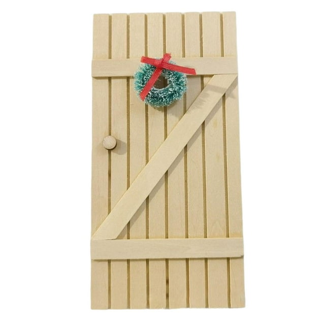 Puerta en Miniatura para , Juego de Simulación, Modelo de Puerta, Puerta única para , Regalos de Hadas, Decoración Madera con corona CUTICAT Puerta de casa de muñecas