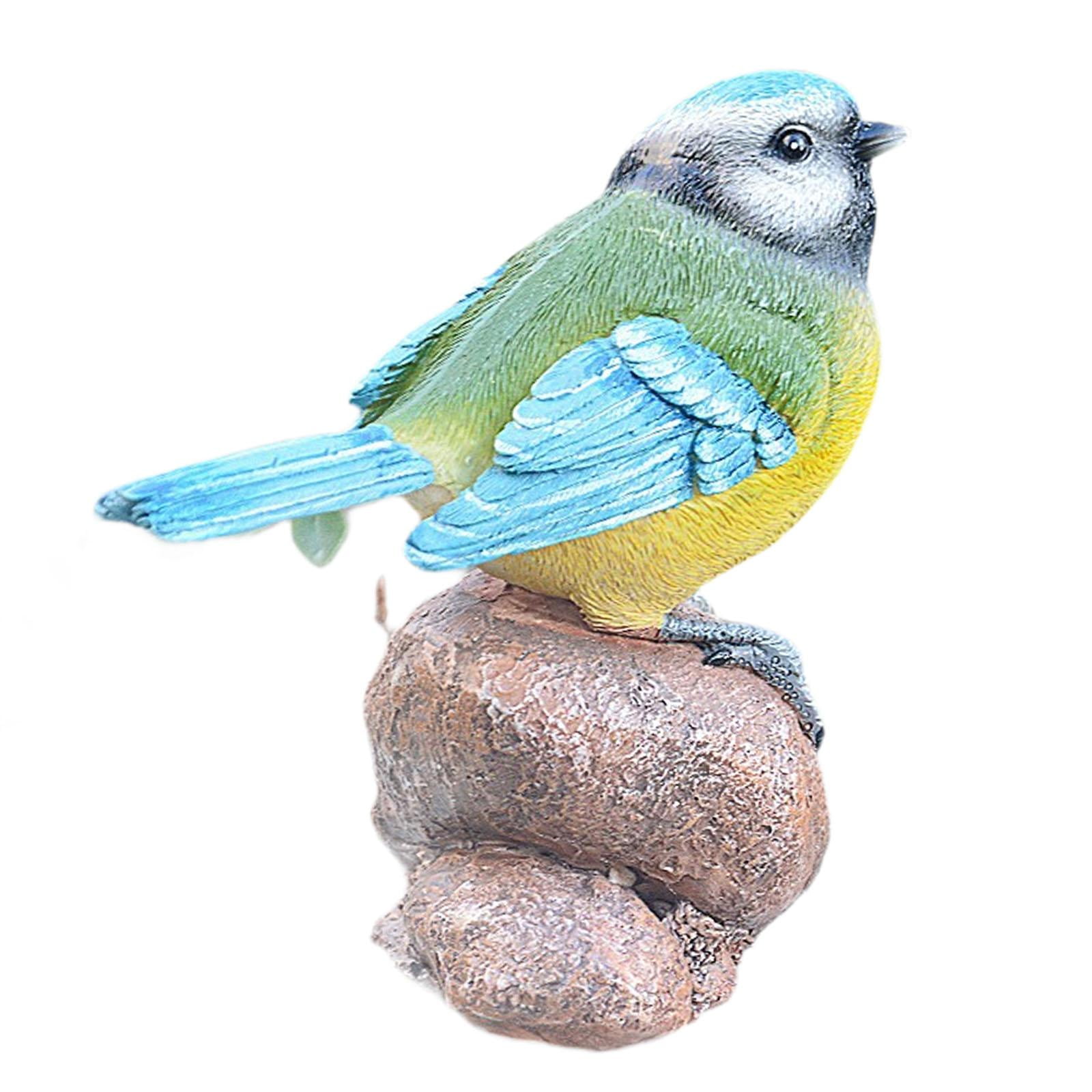 koolsoo Bird Figure Decoration Fairy Garden Decoration Miniosurgy Garden Sculpture Vogel Statue for Lawn Outside of The Background Bookcase On the stone