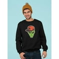thumbnail image 2 of Alien With Snapback Hat Sweatshirt Men -Image by Shutterstock, Male XX-Large, 2 of 4