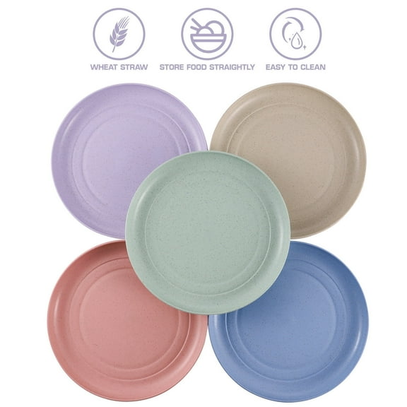 Ledmomo-Wheat Straw Plates, 5.9 Inch Unbreakable Dinner Plates Set of 5, Dishwasher & Microwave Safe Plastic Plates Reusable, Lightweight Plates for kitchen, camping - Multi Colors