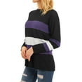 thumbnail image 5 of HUBERY Women Colorblock Stripe Crew Neck Long Sleeve Sweater, 5 of 8