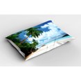 thumbnail image 2 of Ambesonne Jungle Pillow Sham 2 Pack, Beach on Mahe Island, 30"x20", Green Blue Sand Brown, 2 of 3