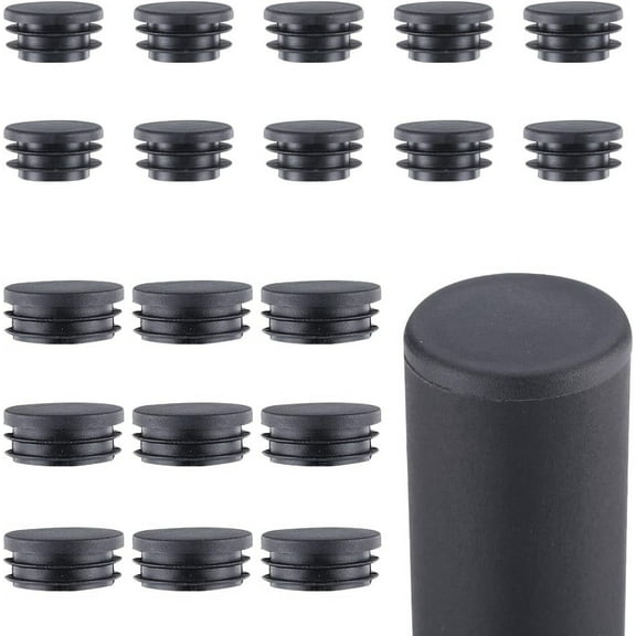 20PCS 2 Sizes Round Plastic Plug 35mm 40mm Black Furniture Pipe Tube Cover Inserts Inner Plugs Tubing End Caps for Round Table Chair Legs Tubing Pipe Post Furniture Fences Glide Protection