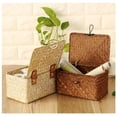 thumbnail image 6 of XIBUFE 2026 New Handmade Wicker Storage Basket with Lid,Woven Rattan Seagrass Laundry Basket,Sturdy Metal Frame,Stylish Organizer for Toys,Pantry,Bathroom – 26X16X10Cm, 6 of 7