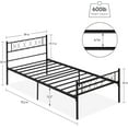 thumbnail image 3 of GAOMON Twin Size Metal Bed Frame with Heart Design Headboard, Under Bed Storage, No Box Spring Needed, Black, 3 of 7