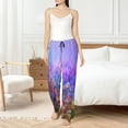 thumbnail image 5 of Uemuo Colorful Purple Cosmos Flower Pattern Women's Wide Leg Palazzo Lounge Pants with Pockets Light Weight Loose Comfy Casual Pajama Pants-, 5 of 9