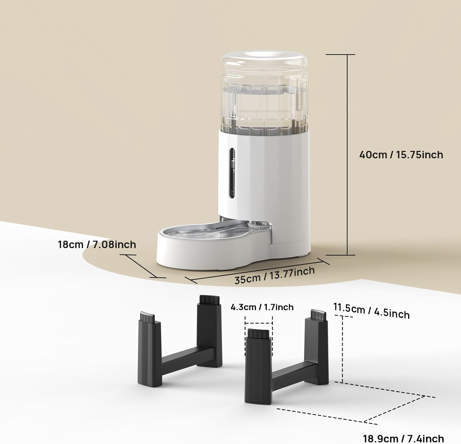 Elevated Dog Water Bowl Dispenser for Large Dogs, 8L Tall Raised Pet Waterer Stand, Relieve Neck Pressure, Large Capacity and Drinking Area Noise-Free for Pets (8L+Stand, White)