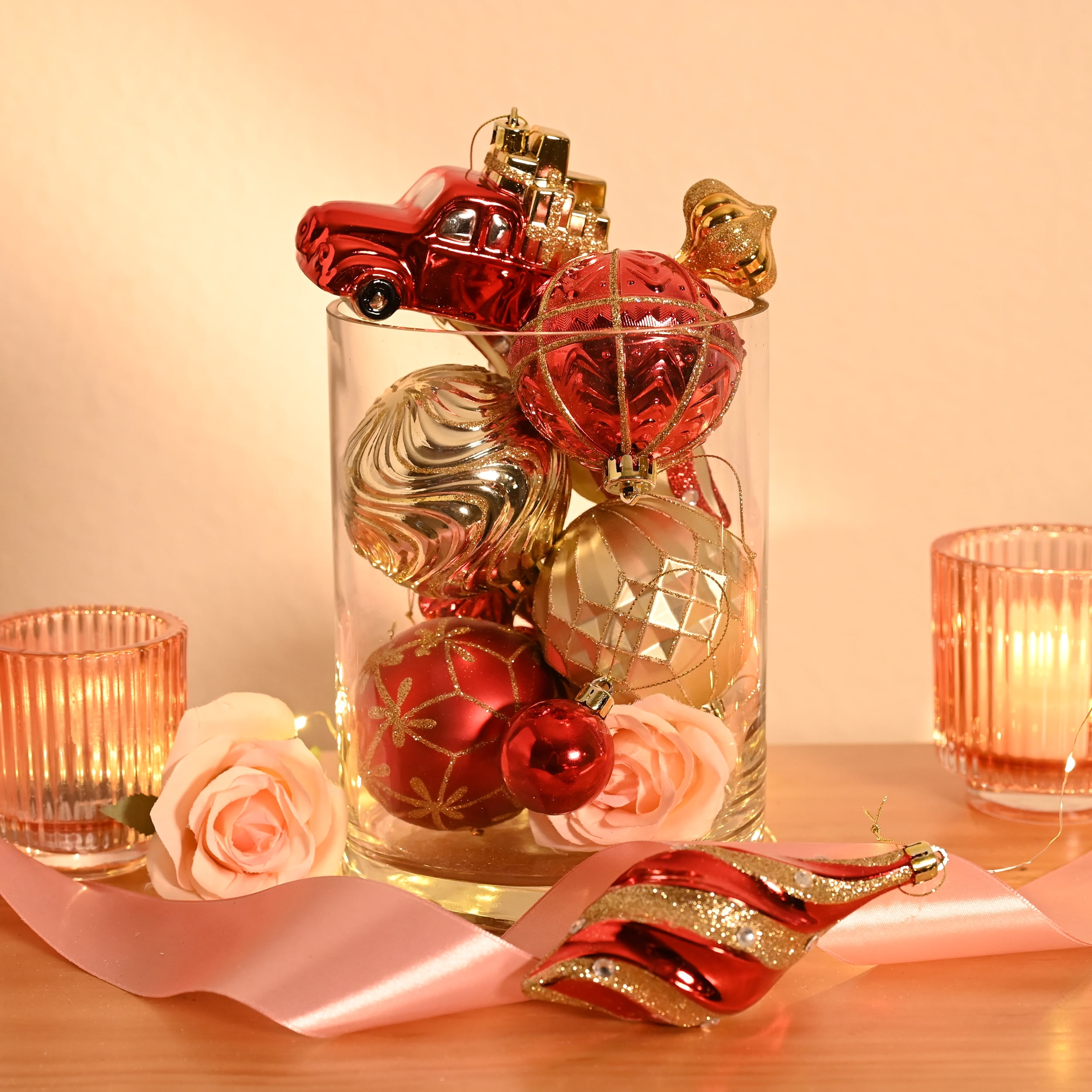 Valery Madelyn 60ct Luxury Red Gold Shatterproof Christmas Valery Madelyn 60ct Luxury Red Gold Shatterproof Christmas