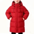 thumbnail image 1 of Parkas de manga larga de invierno para niños y niñas, de color sólido, gruesas, con capucha, cálidas, de plumón medio a largo, para niños, tops de algodón para niños, 1 of 6