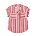 thumbnail image 6 of VBVC Women's Striped V Neck Tops , Summer Casual Loose Blouses For Women,Ladies' Dolman Sleeve Tunic Shirts with Pockets,Hot Pink,S-2XL, 6 of 10