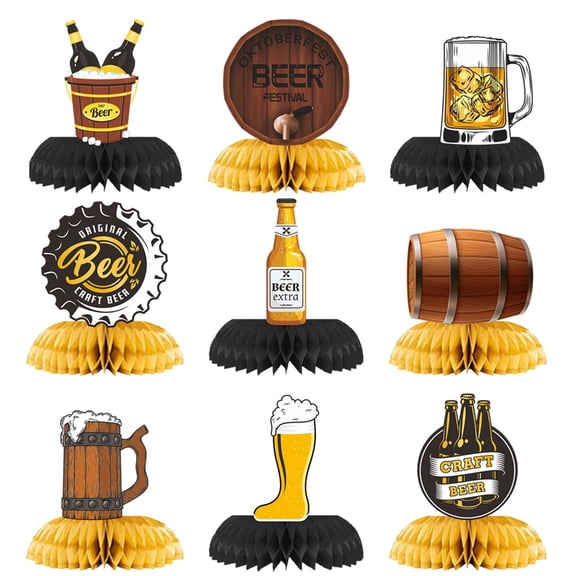 Oktoberfest Honeycomb Table Decorations 9 Pieces Beer Festival Party Set