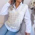 thumbnail image 7 of Oversized Sweater Vest for Women V Neck Sleeveless Solid Color Loose Pullover Sweater, 7 of 7