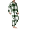 thumbnail image 2 of Disketp Green White Lumberjack Plaid Mens Pajama Set, Soft Warm Long Sleeve Sleepwear, Cozy Button-Down Pjs for Men-Small, 2 of 7