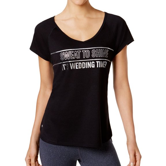 Ideology Womens Wedding Time Graphic T-Shirt, Black, Medium