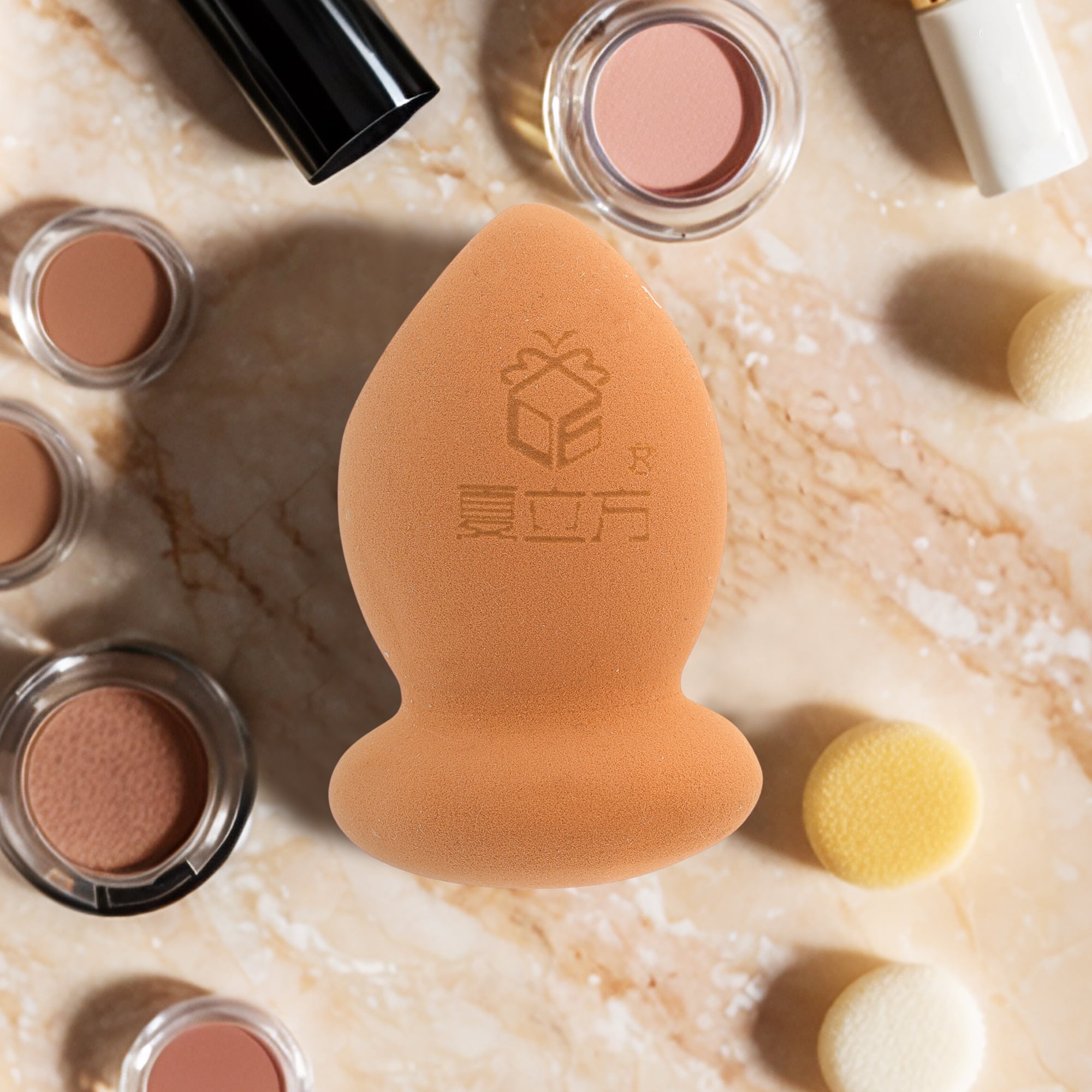 Unique Bargains 1 Pc Special Shape Face Makeup Sponge Orange