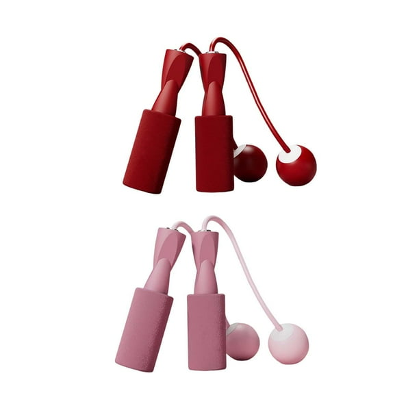 2 pares de cuerdas de saltar con peso para adultos, entrenamiento de fitness, cuerda de saltar inalámbrica S rojo y rosa