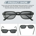 thumbnail image 4 of Uxcell Lunettes de Soleil UV400 Rétro Carrées Protection UV400 pour Femmes, Noir (Objectif Gris), 4 of 6