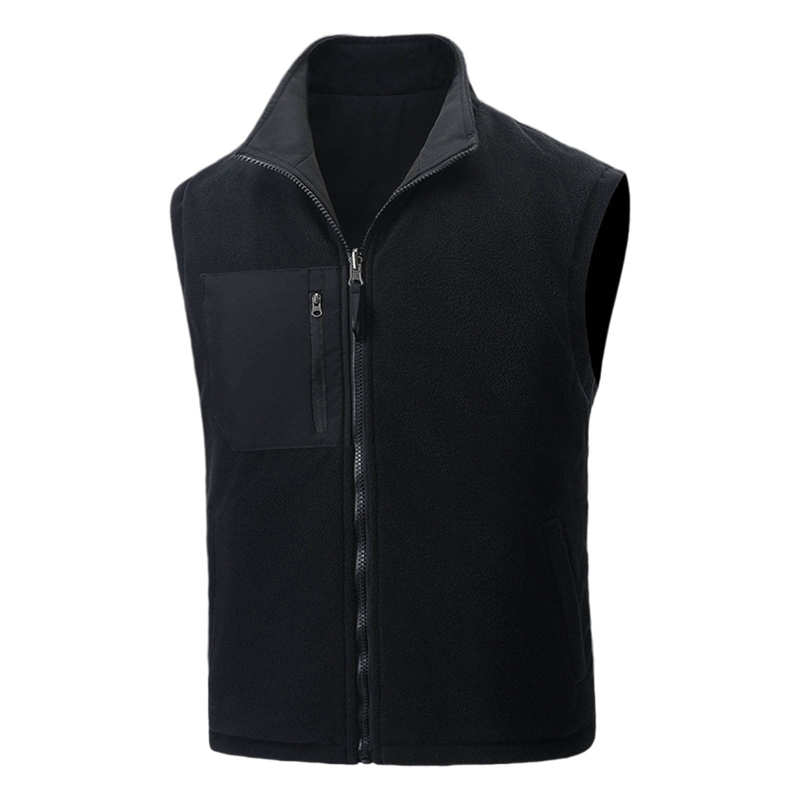 Zedker Men's Windproof Lightweight Golf Vest Outerwear Softshell Sleeveless Jacket for Running Hiking Sports with Pockets Black XXXL