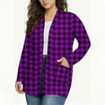 thumbnail image 2 of Dasayo Purple Coat Women Long Plaid Open Front Pocket Casual Fall Cardigan Women's Jackets XXXXXL, 2 of 5