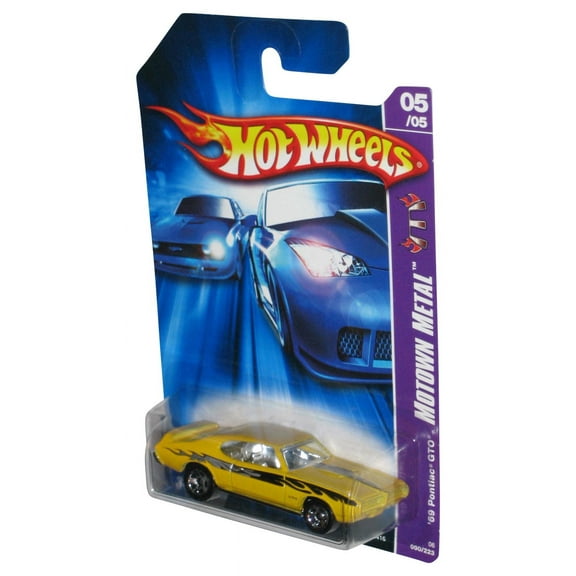 Hot Wheels Motown Metal 5/5 (2006) Yellow '69 Pontiac GTO Car 090/223