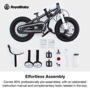 Royalbaby Boys Girls Kids Bike 14 In BMX Freestyle Black 2 Hand Brakes Bicycles with Training Wheels Child Bicycle