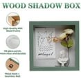 thumbnail image 3 of Muzilife 8x8 inch Wood Shadow Box Picture Frame Home Decor with Linen Board Deep Glass Display Case, Green, 3 of 8