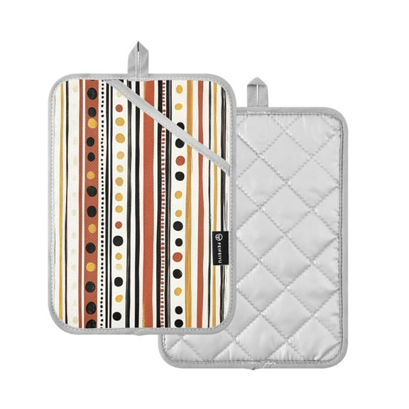 Yayeee Pot Holders Kitchen Heat Resistant with Pocket 7"x9.8" Cotton Oven Cooking Hot Pads, Brown Abstract Dots