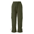 thumbnail image 4 of WENWU Womens Trousers Women'S Pants Casual Green Baggy Pants Women Comfy Work Pants Women Wide Leg Elastic Waist Pants for Women with Pockets Fall Pants for Women, 4 of 5