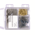 thumbnail image 3 of PicGenie 70-Piece Patented Zinc Picture Hanging Kit, Eco Pak, Hangs 8 Wooden Frames Up to 75 lbs, No Measuring Needed, Wall Picture Hangers with Tackle Box, Drywall Anchors, and Hardware, 3 of 7