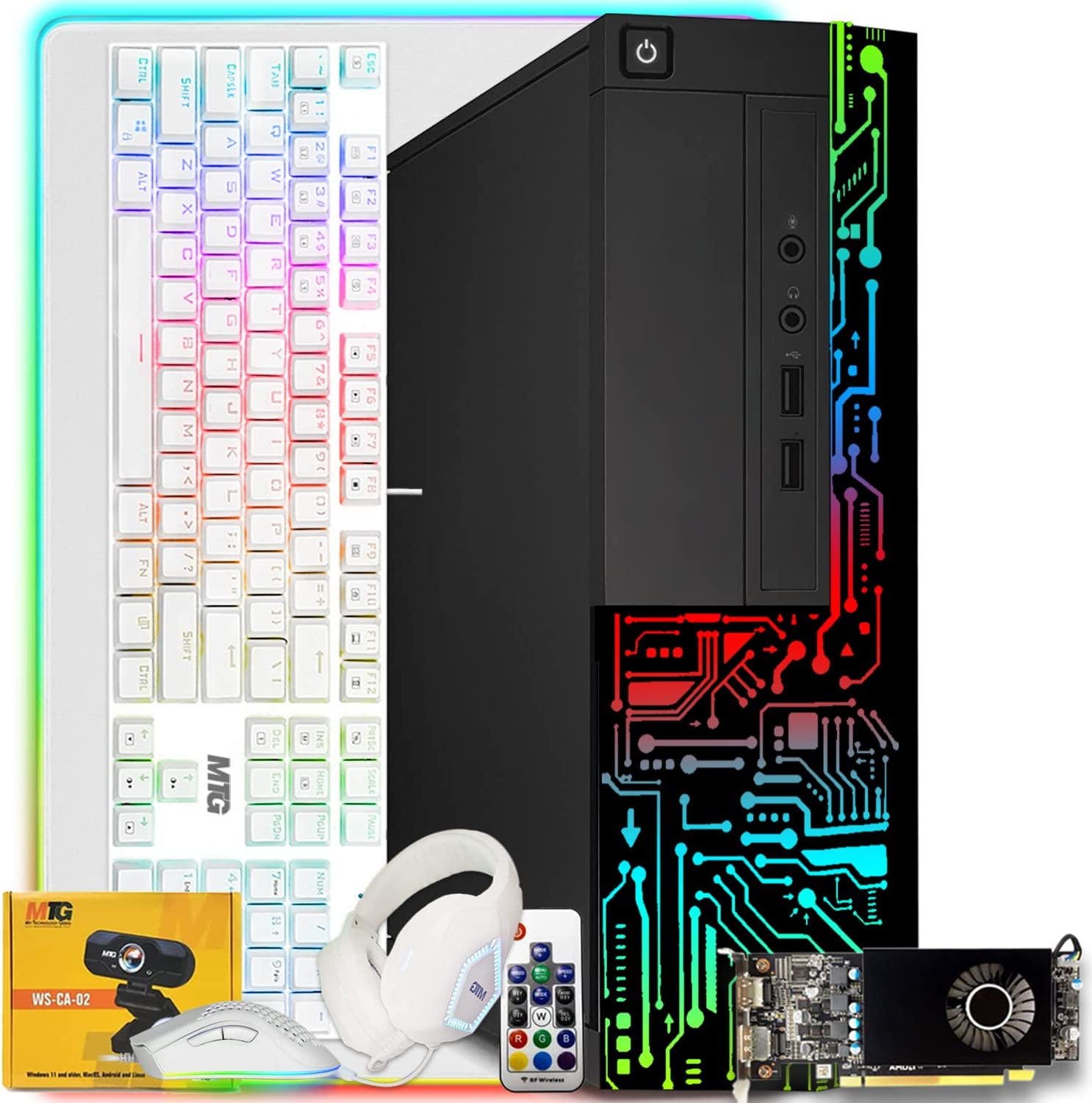 Gaming PC Desktop, Intel Core i3-6500, TechMagnet Siwa 6, 16GB RAM, 240GB  SSD (Fast Boot), 1TB HDD, AMD RX 550 4GB DDR5, New MTG 24 Monitor, RGB