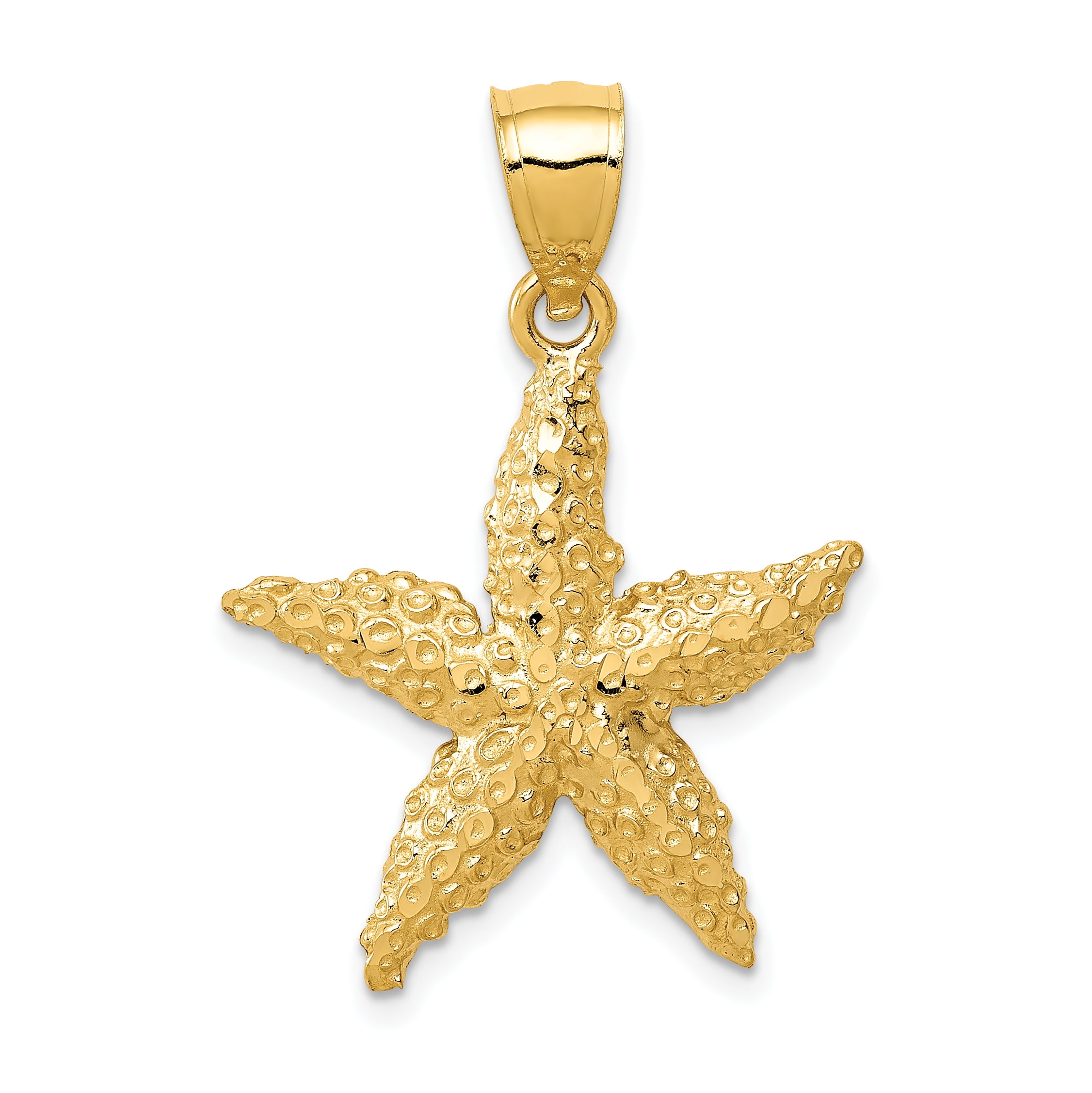 14K Yellow Gold Pink Enameled Starfish Charm Pendant MSRP $438 