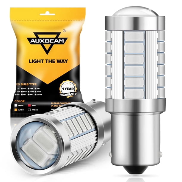 Bombillas de freno Auxbeam 1156 P21W BA15S 12V 10W rojas (paquete de 2)