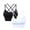 Black_White, variant on Women's Strappy Sport Bras-2 Pack Seamless Wirefree Criss Cross Back Sport Bras with Removable Padded