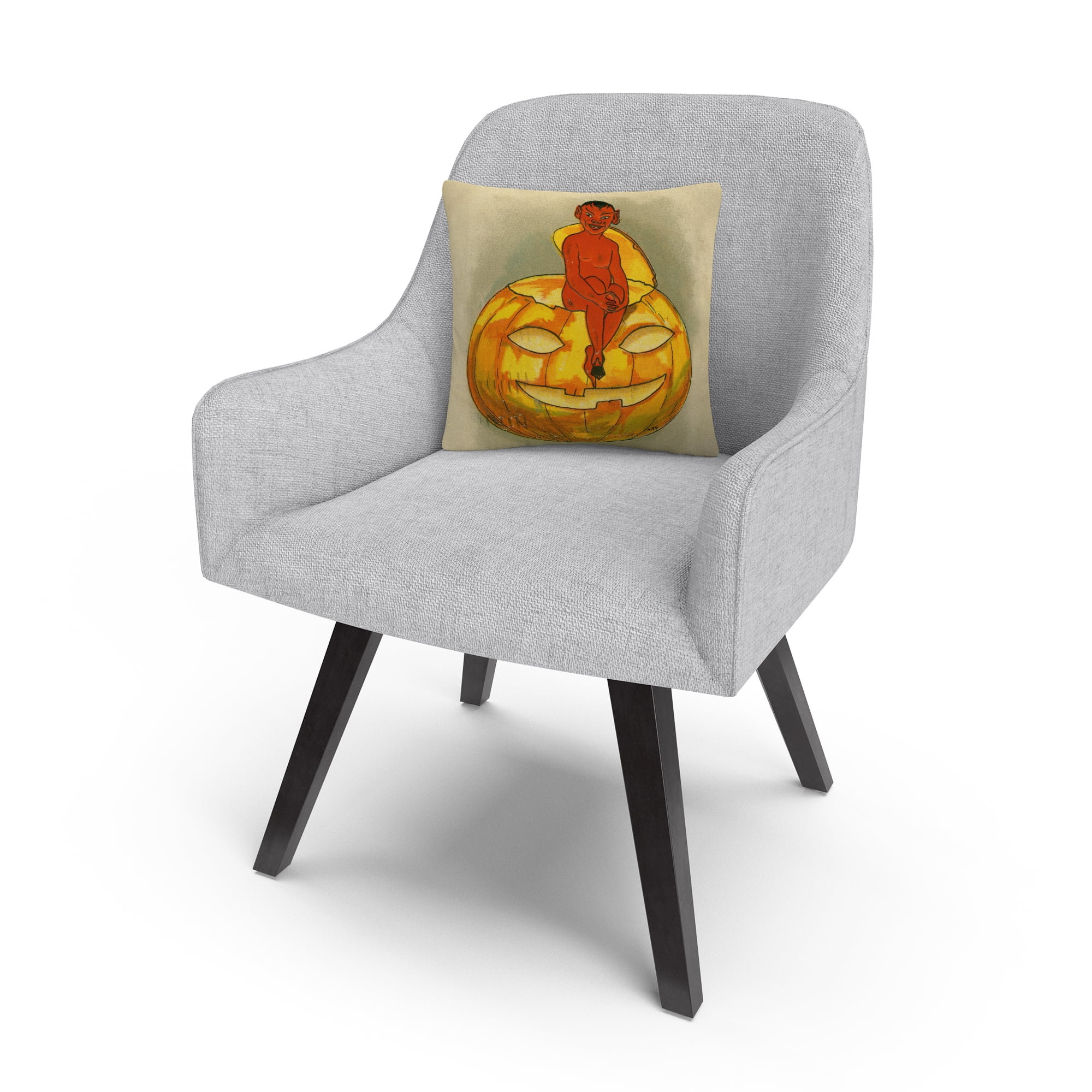 Little Red Devil On Pumpkin Halloween By Abc 16 X 16 Decorative Throw Pillow