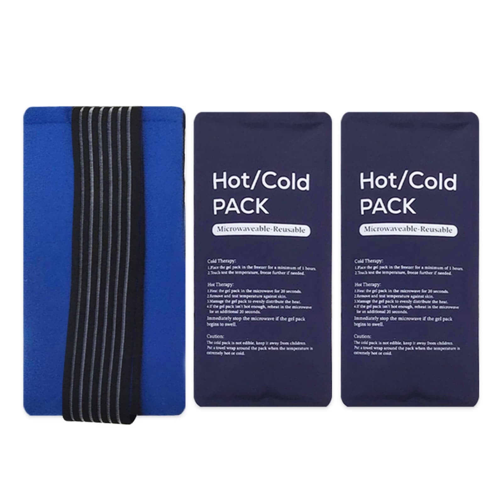 Reusable Gel Ice Pack for Knee Shoulder Elbow Ankle Injuries, Hot Cold Compress Therapy Pack with Elastic Strap Wrap for Pain Relief Swelling Sports Recovery