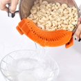thumbnail image 2 of Paquete de 2 coladores de pasta de silicona con clip, compatibles con sartenes de tamaño universal, material de calidad alimentaria, resistente al calor, color naranja, 2 of 5