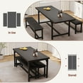 thumbnail image 6 of Kojooin Dining Table Set for 4-6, 63" Extendable Rustic Gray Dining Table with 2 Upholstered Benches, 6 of 8