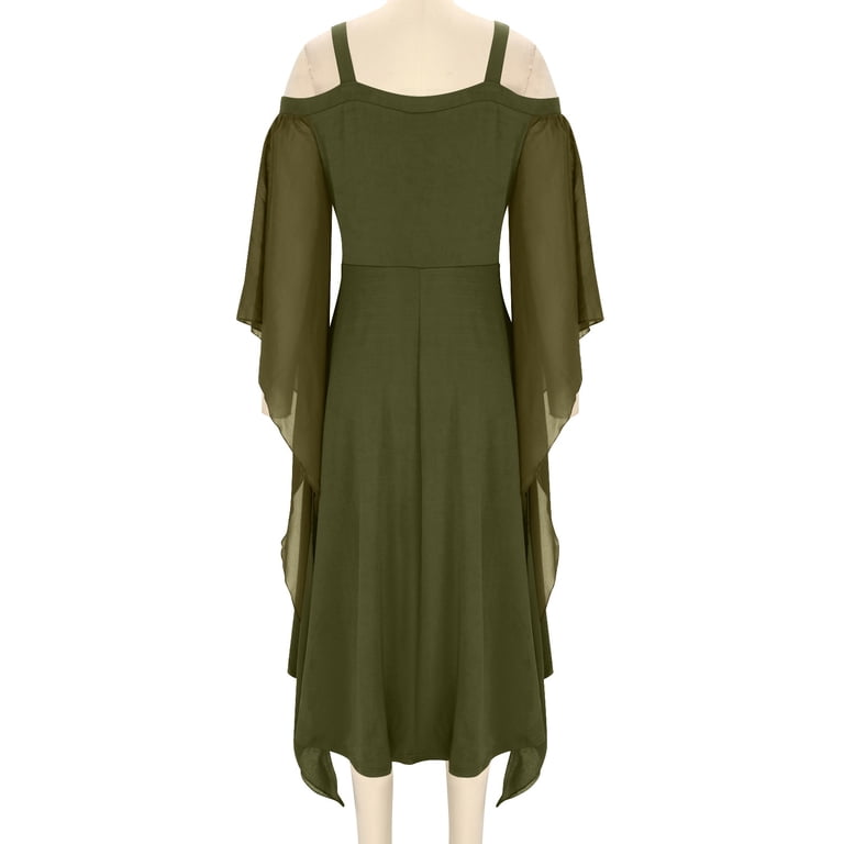Y2K Harajuku High Waist A Line Mini Dresses Off Shoulder Punk Halloween  Dress Goth Flare Sleeve Black Dress Green XL - Walmart.com