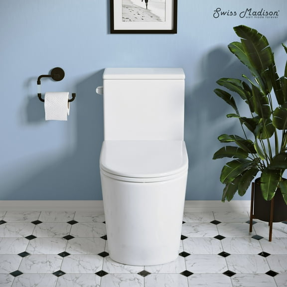 Liberte One-Piece 12" Rough-in 1.28 GPF Left-Hand Flush Elongated ADA Toilet in Glossy White