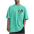 thumbnail image 2 of COSFO Love Heart Men's Shirts Workout Crew Neck Cotton Short Sleeve Tops Loose Fit Vintage Pullover Mens Graphic Tees, 2 of 5