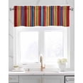 thumbnail image 2 of Rainbow Striped Kitchen Valances for Windows Farmhouse Linen Window Valance Curtain for Living Room Window Treatment Boho Ethnic Colorful Lines Minimalist Valance Rod Pocket Topper, 42 x 12 Inch, 2 of 6