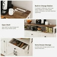 thumbnail image 4 of Vabches 51'' Large Sideboard Buffet Cabinet, Farmhouse Kitchen Buffet Cabinet with Charging Station, Storage Drawers and Adjustable Shelf, Wood Coffee Bar Cabinet for Living Room, 4 of 9